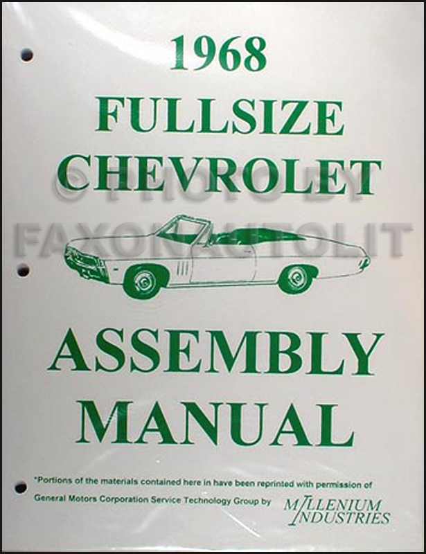 1968 Chevrolet Looseleaf Assembly Manual Impala SS Biscayne Caprice Bel Air