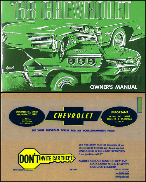 1968 Chevy Owner Manual Reprint Package Impala Caprice Bel Air SS Biscayne
