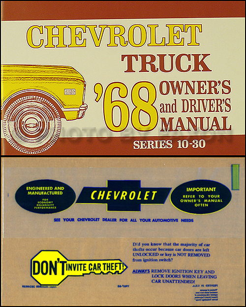 1968 Chevrolet ½-, ¾-, & 1-ton Truck Owner's Manual Package Reprint Pickup/Suburban/P-Chassis