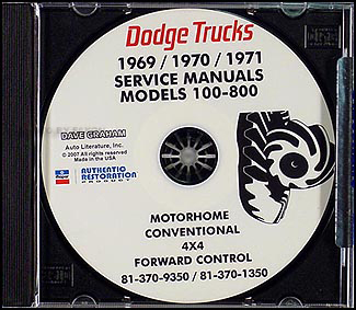 1969-1971 Dodge Truck CD-ROM Shop Manual for trucks & pickup 69-71 