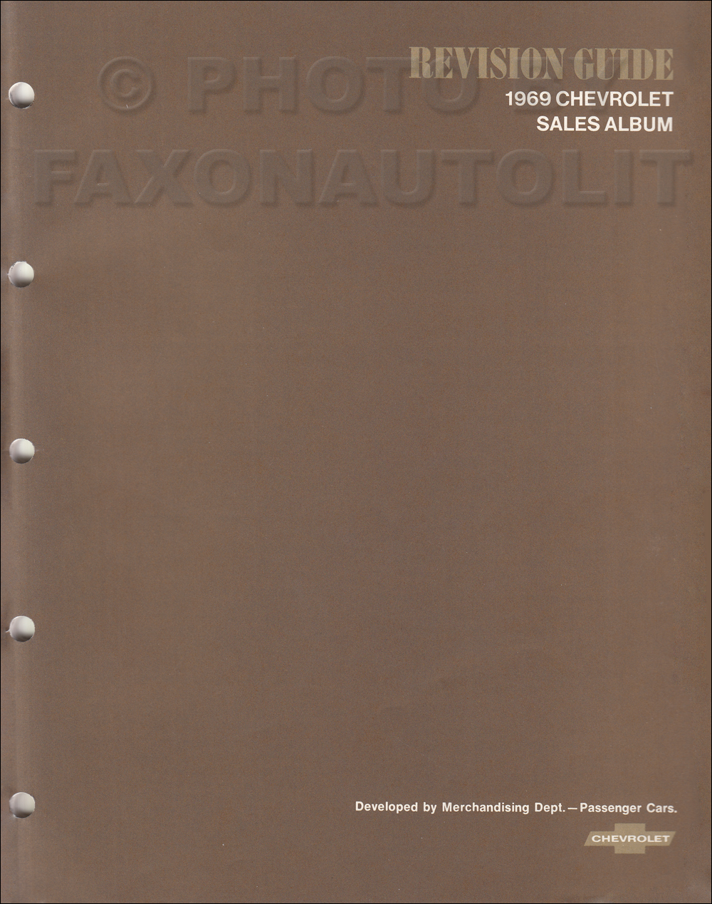 1969 Chevrolet Dealer Album Revision Guide Original