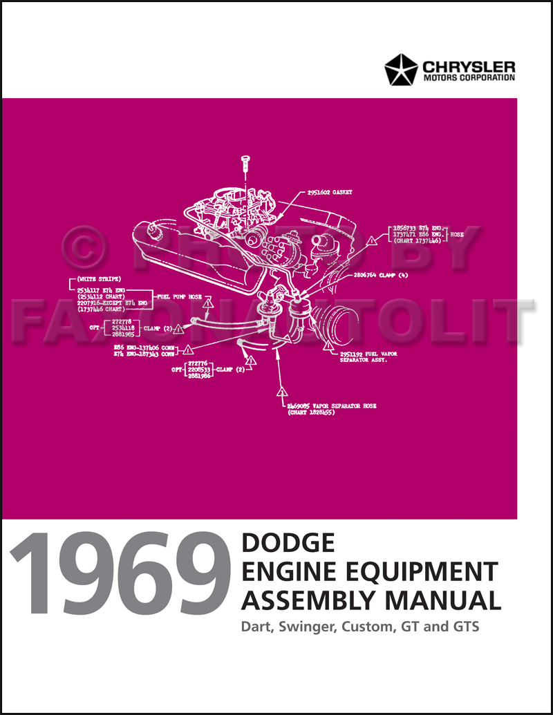 1969 Dodge Dart Engine Assembly Manual Reprint