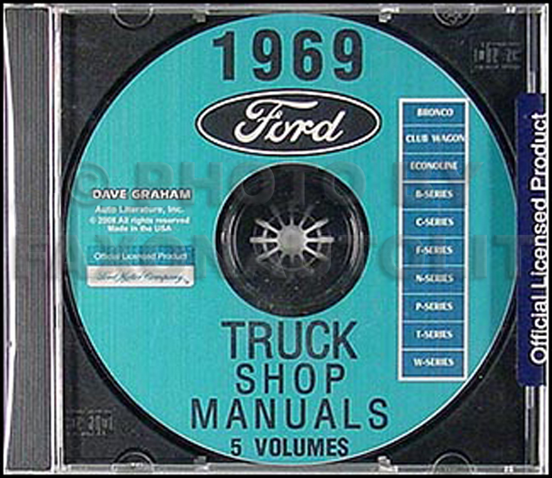 1969 Ford Truck Repair Shop Manual CD for Pickup Bronco Van and Big trucks