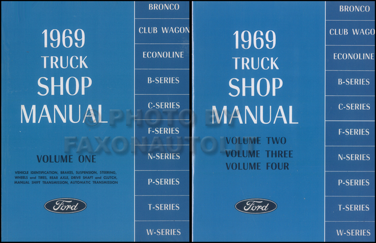 1969 Ford Truck Repair Shop Manual Set Reprint Pickup Bronco Van and big trucks