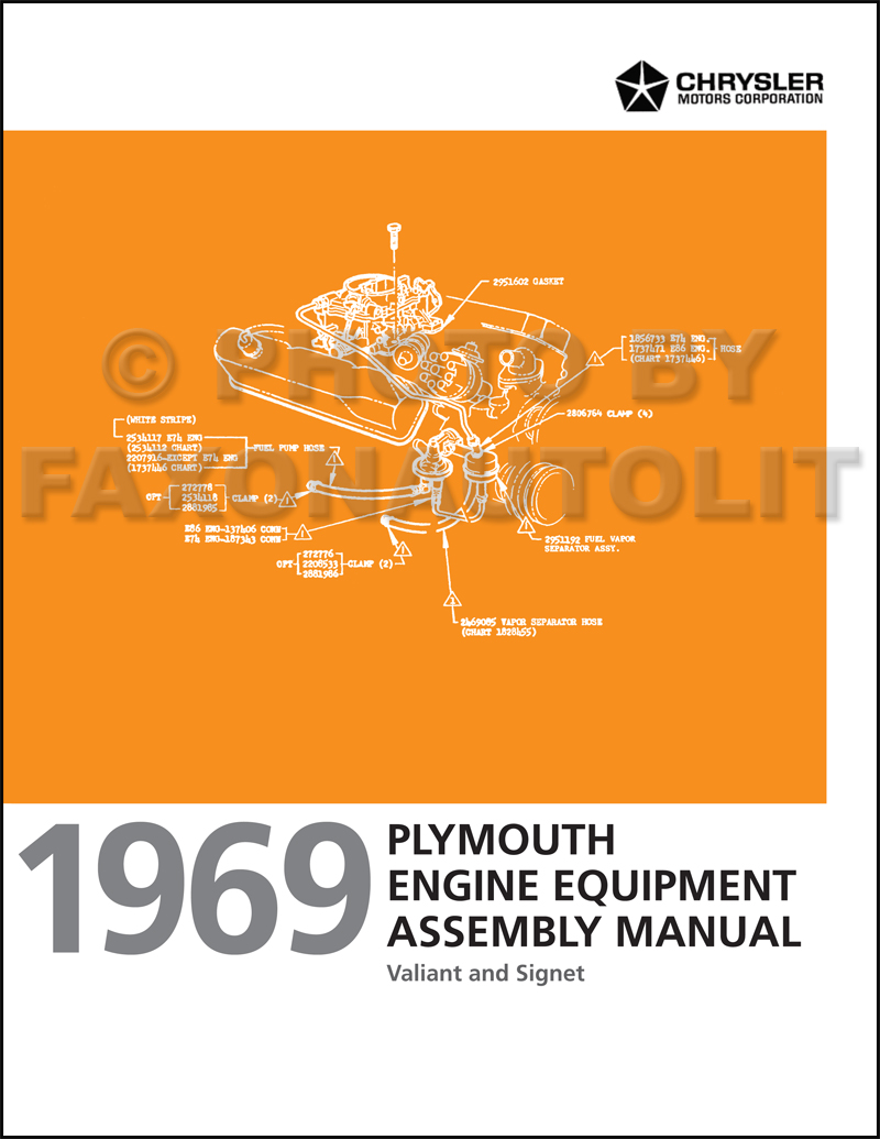 1969 Plymouth Valiant Engine Equipment Assembly Manual Reprint