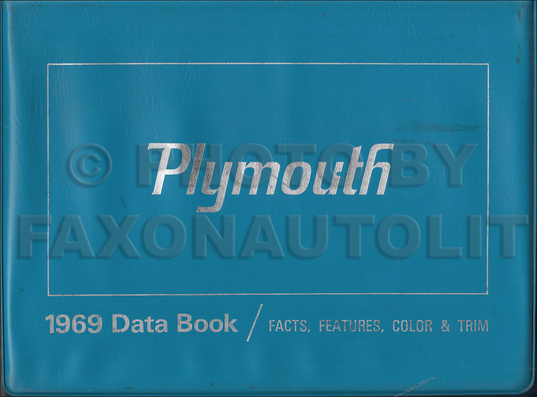 1969 Plymouth Data Book with Color & Upholstery Info Original