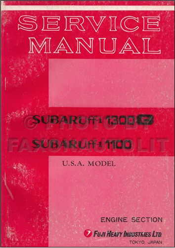 1970-1971 Subaru 1100 1300G Engine Repair Shop Manual Original Supplement for USA