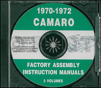 CD 1970-1972 Camaro Factory Assembly Manual including RS, SS, & Z28