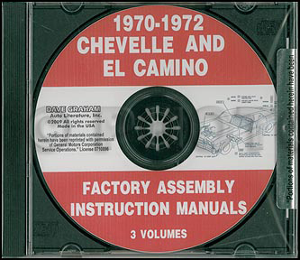 CD 1970-1972 Chevelle Assembly Manual El Camino Monte Carlo Malibu, SS