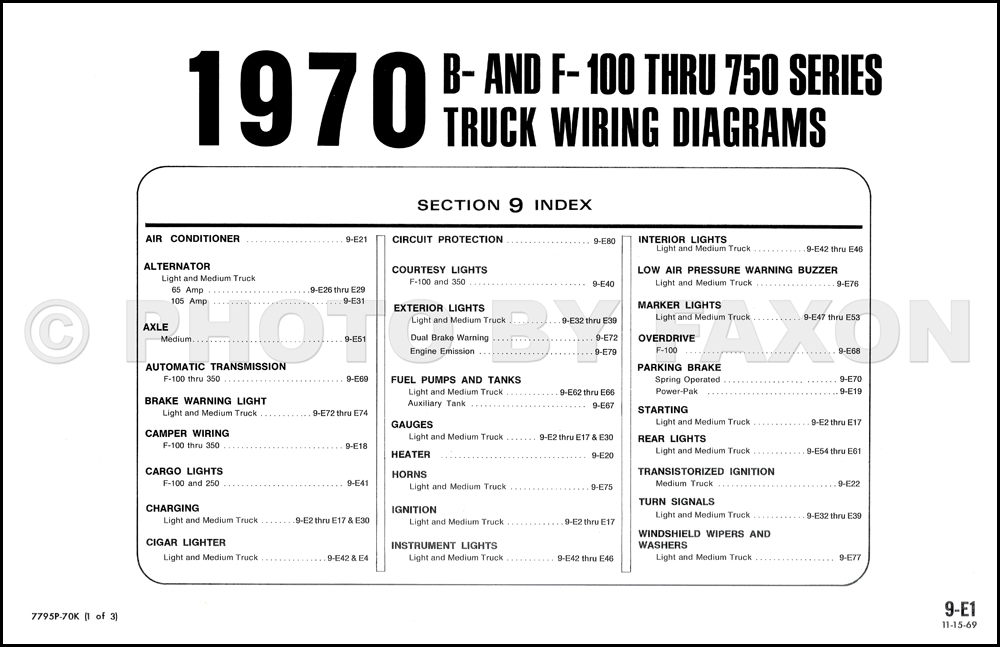 1970 Ford B and F100-F750 Series Foldout Wiring Diagram  1970 Ford F350 Wiring Diagram    Faxon Auto Literature