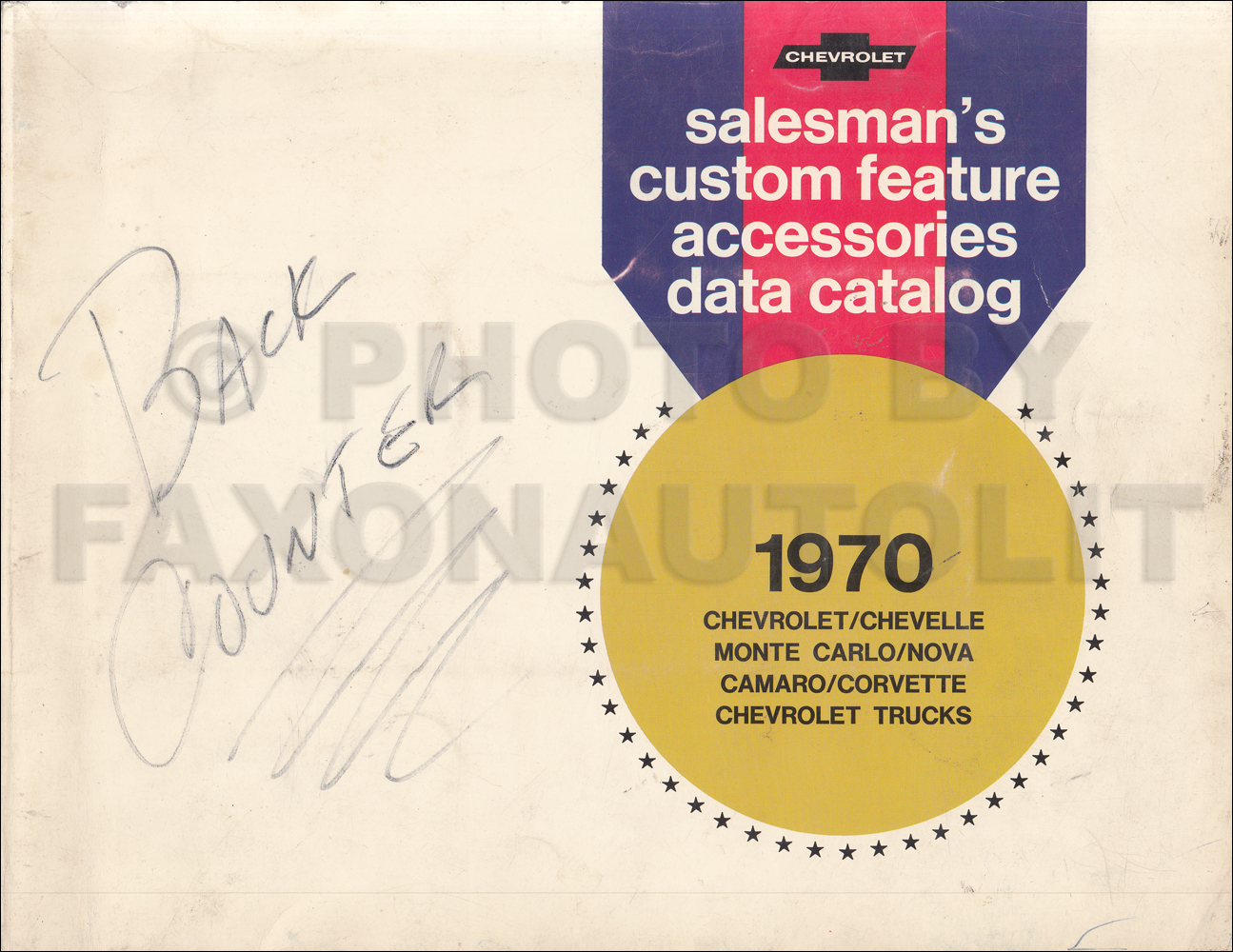 1970 Chevrolet Custom Feature Accessories Dealer Album Original
