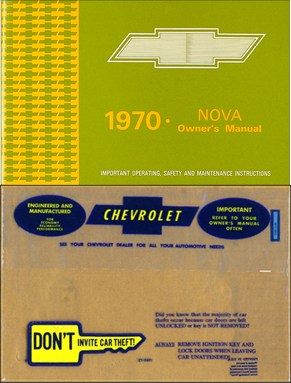 1970 Chevrolet Nova & SS Owner's Manual Package Reprint 70