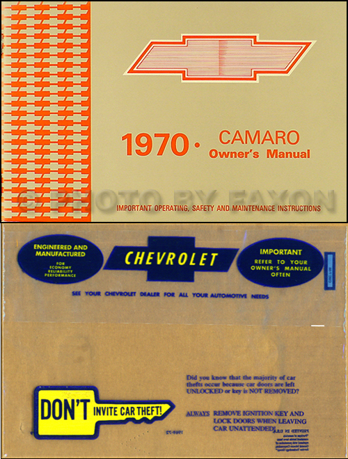 1970 Camaro Owner's Manual Package Reprint 70 RS, SS, Z28 Z 28