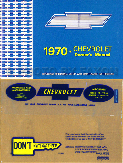 1970 Chevy Owner's Manual Reprint Package Impala, SS Caprice Bel Air