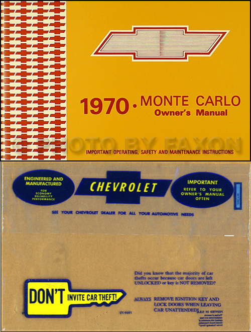 1970 Chevy Monte Carlo & SS Owner's Manual Package Reprint