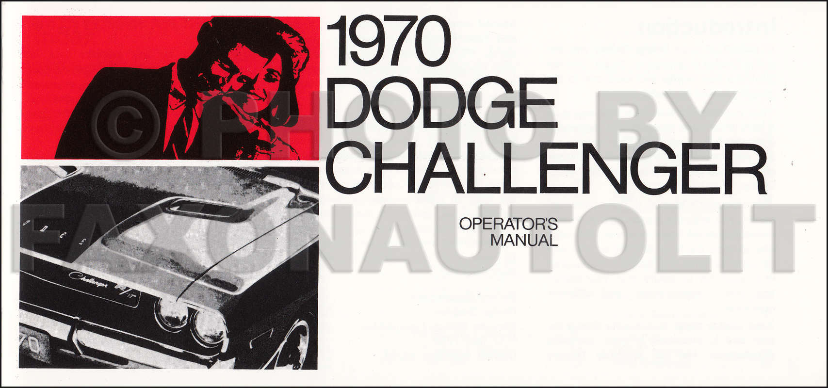 1970 Dodge Challenger Owner's Manual Reprint