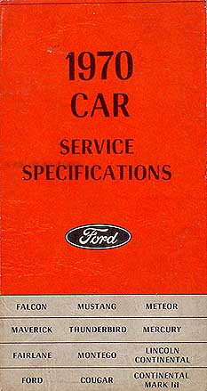 1970 Ford Car Mercury Service Specifications Manual Original