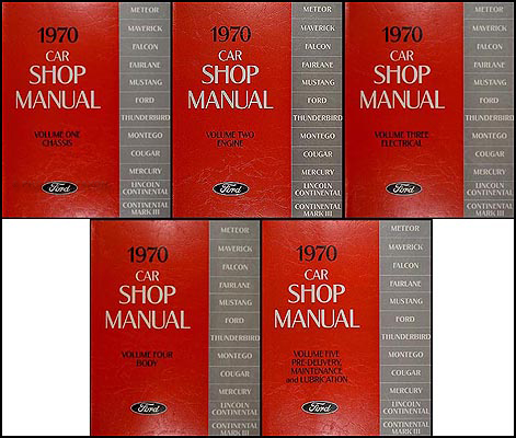 1970 Ford Lincoln Mercury Car Repair Shop Manual Reprint 5-Volume Set