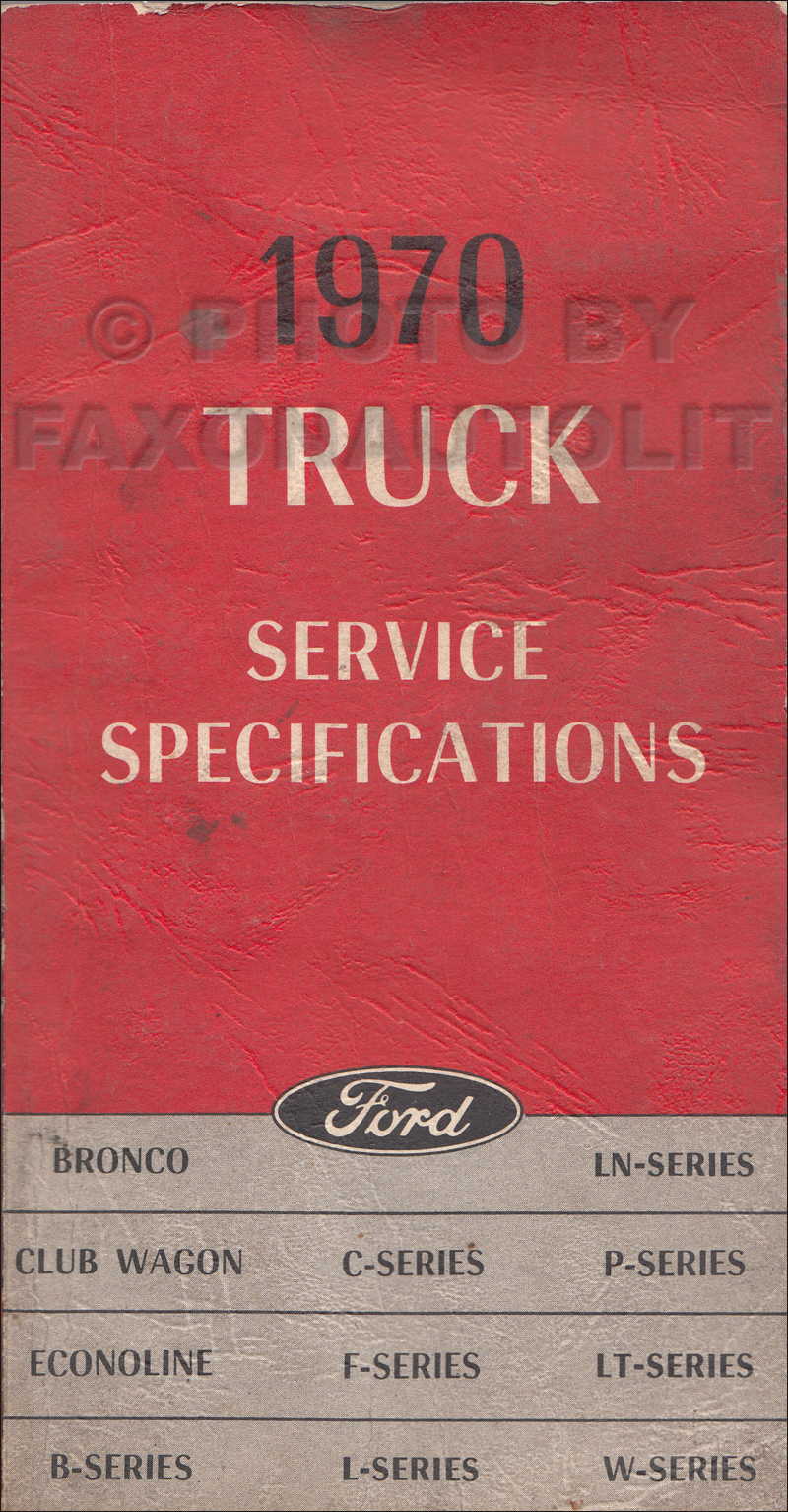 1970 Ford Truck Service Specs Manual Original