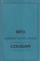 1970 Mercury Cougar Owner's Manual Original