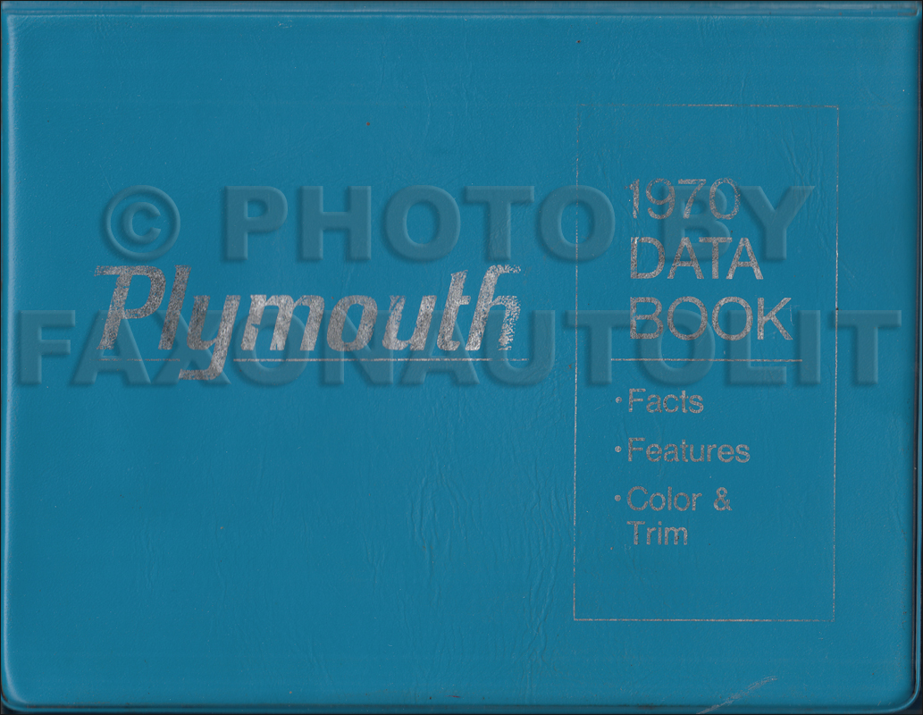 1970 Plymouth Data Book with Color & Upholstery Samples Original