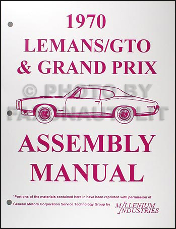 1970 Pontiac LeMans GTO Tempest Grand Prix Assembly Manual Reprint Looseleaf