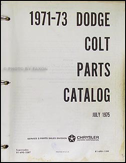 1971-1973 Dodge Colt Parts Book Original