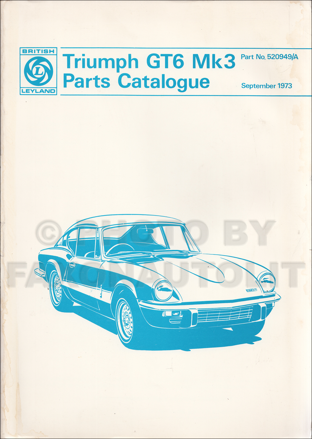 1971-1973 Triumph GT6 MK III Parts Book Original