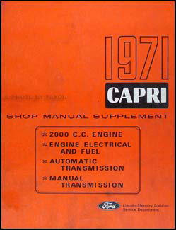 1971 Mercury Capri Repair Manual Original Supplement