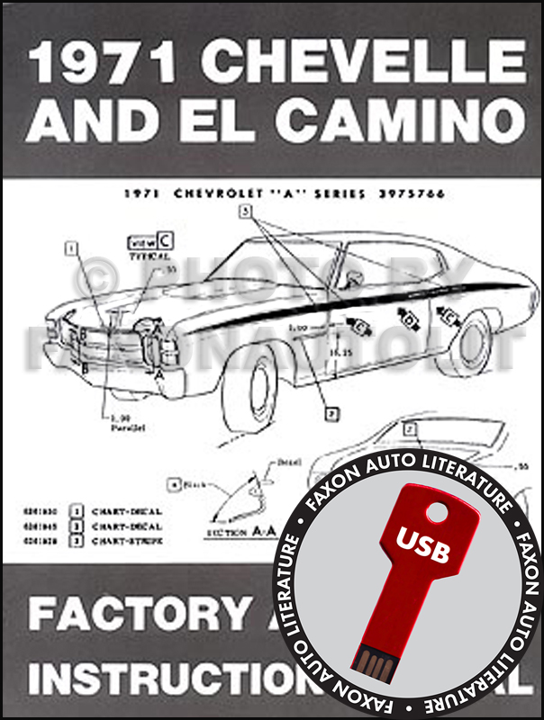 USB 1970-1972 Chevelle Assembly Manual El Camino/GMC Sprint Monte Carlo Malibu, SS