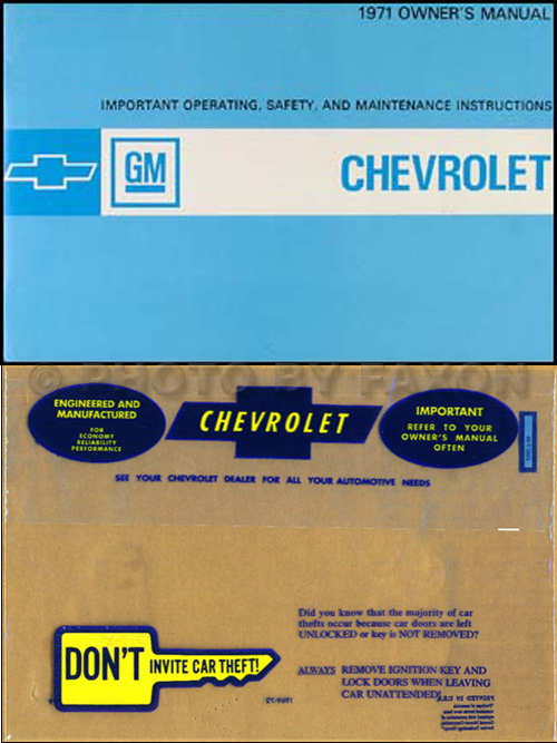 1971 Chevy Owner's Manual Package Reprint Impala, SS Caprice Bel Air