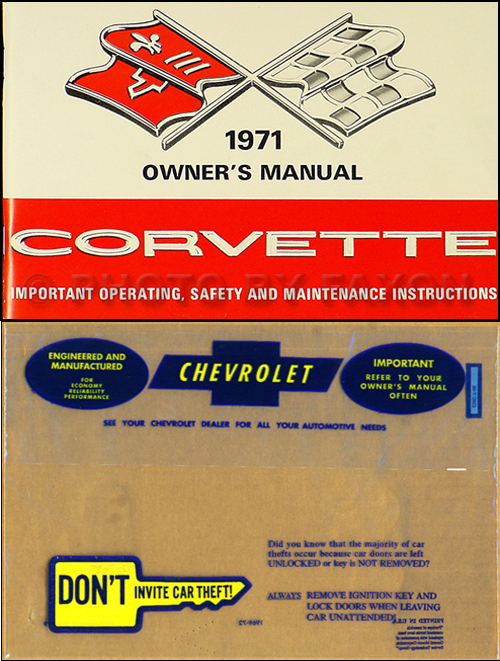 1971 Corvette Stingray Owner's Manual Package Reprint 71