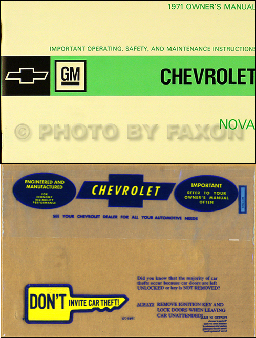 1971 Chevy Nova and SS Owner's Manual Package Reprint