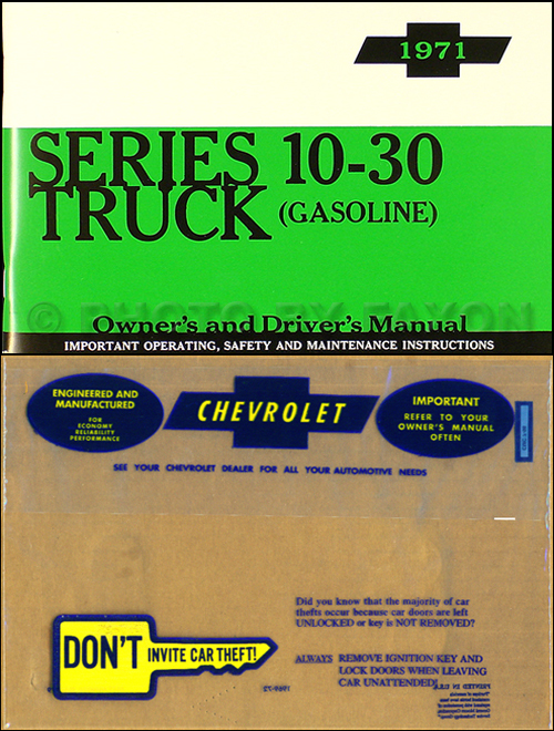 1971 Chevrolet ½-, ¾-, & 1-ton Truck Owner's Manual Package Reprint Pickup/Suburban/Blazer/P-Chassis
