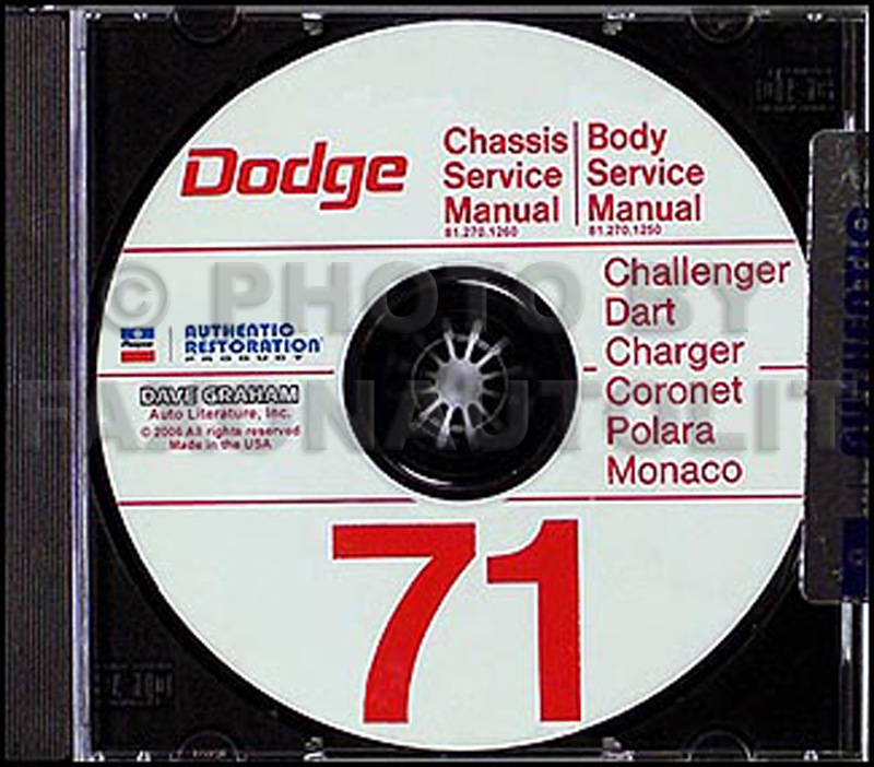 1971 Dodge Car Repair Manual on CD-ROM for all models