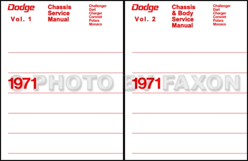 1971 Dodge Car Repair Manual Reprint Set