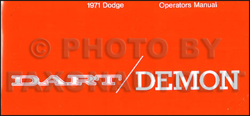 1971 Dodge Dart & Demon Reprint Owner's Manual
