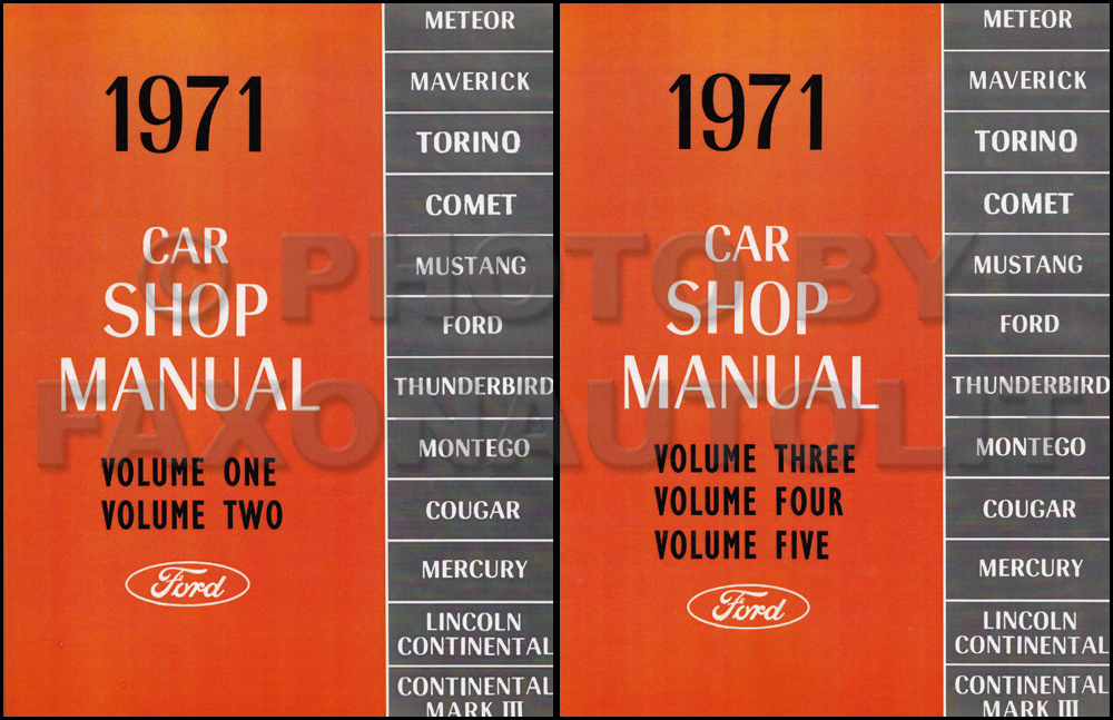 1971 Ford Lincoln Mercury Car Repair Shop Manual 5 Volumes in 2 Books Reprint Set