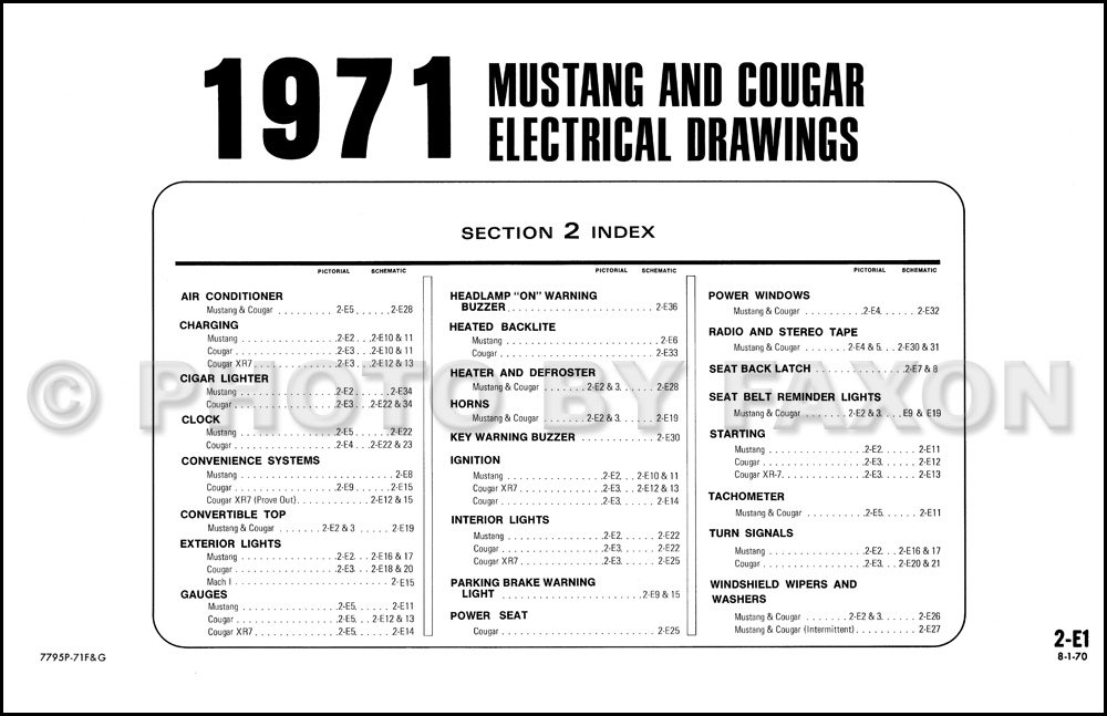 1971 FORD MUSTANG Wiring Diagrams Schematics 