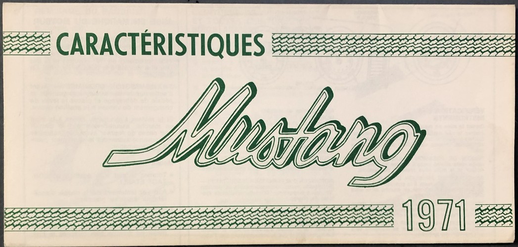 1971 Ford Mustang FRENCH Owner's Manual Original Canadian