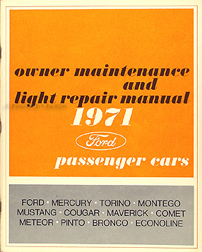 1971 Ford Mercury Original Owner Maintenance and Light Repair Shop Manual