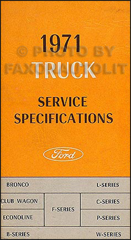 1971 Ford Truck Service Specs Manual Original