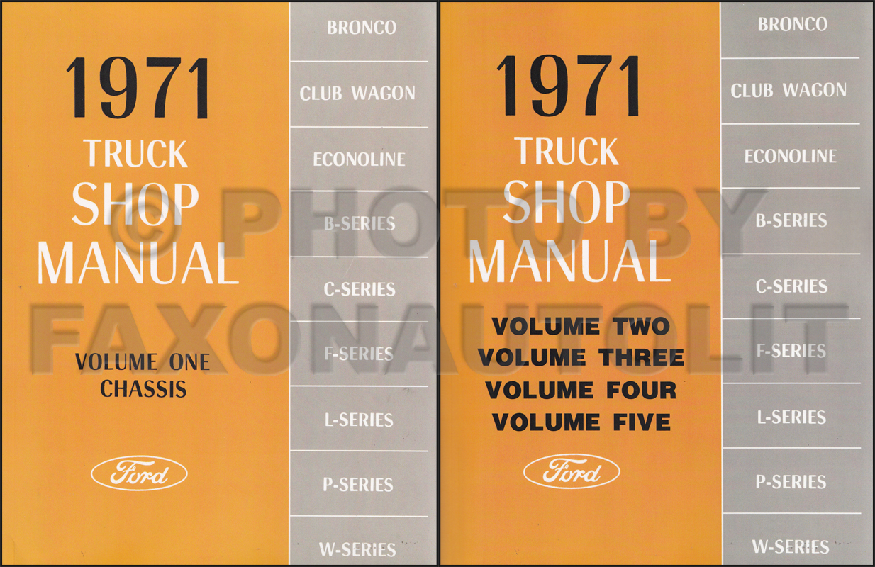 1971 Ford Truck Repair Shop Manual Set Reprint Pickup Van Bronco Big Truck