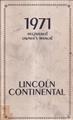 1971 Lincoln Continental and Town Car Owner's Manual Original