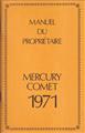 1971 Mercury Comet Owner's Manual Original FRENCH Language Canadian