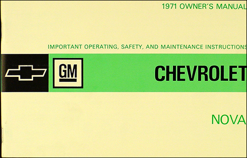 1971 Chevy Nova & SS Owner's Manual Reprint