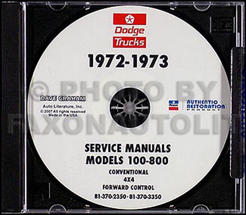 1972-1973 Dodge 100-800 Truck CD-ROM Shop Manual 