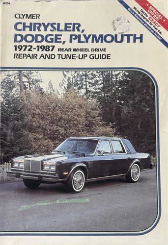 Clymer Repair and Tune-Up Guide Chrysler, Dodge, Plymouth 1972-1987 Rear Wheel Drive