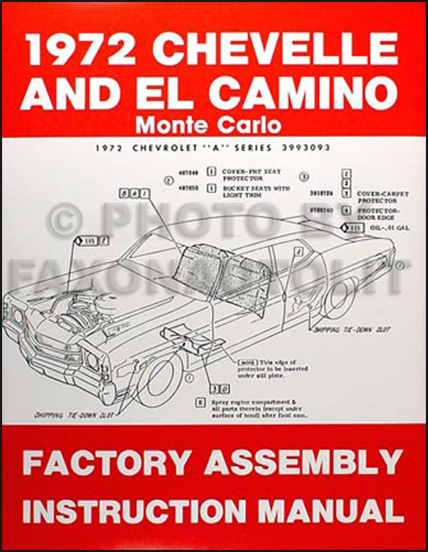1972 Chevelle SS Monte Carlo El Camino GMC Sprint Assembly Manual