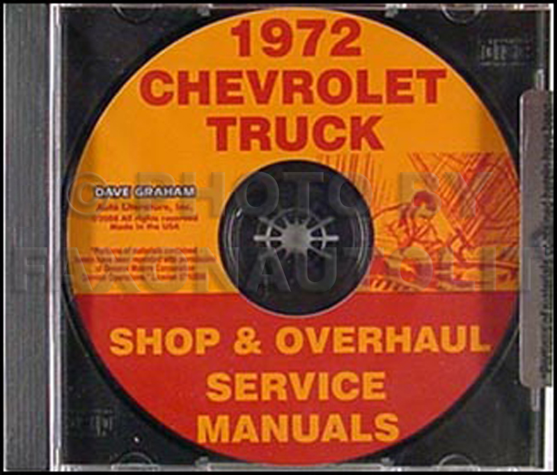 1972 Chevy Pickup & Truck CD-ROM Shop Manual & Overhaul Manual